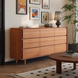 Longstar Armoires en bois massif pour la maison, <span class=keywords><strong>commode</strong></span> moderne <span class=keywords><strong>scandinave</strong></span> à 9 tiroirs, coffre en bois massif pour le salon - Product Image 1