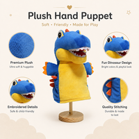 Marionnettes à main en peluche personnalisées en forme de dinosaures, personnages de dessins animés mignons, en coton PP super doux, pour Noël, en stock usine