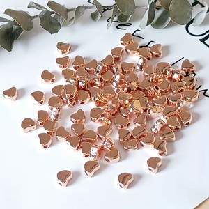 Cuentas de Corazón CCB, Cuentas Espaciadoras Metálicas para Hacer Joyería con Orificio Horizontal para Collar y Pulsera, Color Oro y Plata - Product Image 4