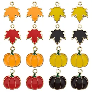 Fashion Mix Cute Enamel Canada Maple Leaf Leaves Pumpkin metal Charms Pendants For Jewelry Making DIY Accessories