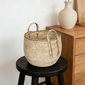 Panier à linge <span class=keywords><strong>vintage</strong></span> en osier et feuilles de maïs, boîte de rangement pour jouets, pour la décoration du salon et de la chambre - Panier de rangement grande capacité - Product Image 2