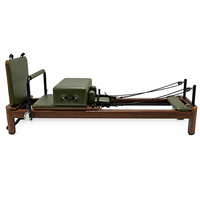 Lit de Pilates Reformer en aluminium à grain de bois, portable, réglable, pour studio commercial, équipement de fitness et de santé, pliable et durable