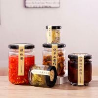 195ml 300ml 500ml 1000ml Stoples Kaca Bentuk Bulat Transparan Untuk Selai Selai Kacang Dengan Tutup
