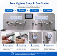 Machine de lavage, séchage et désinfection des mains électrique commerciale, nouvelle, avec armoire de rangement en acier inoxydable 304 et programme d'hygiène automatique