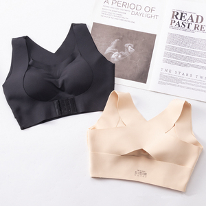 Ladies Seamless Running Yoga Plus Size Cross Back Wireless Front Side Buckle Push up Bra - Product Image 2