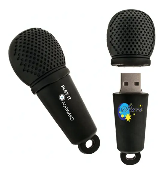 Pvc customized microphone shape usb flash drive, music promotional gift usb stick, microphone pen drive gift