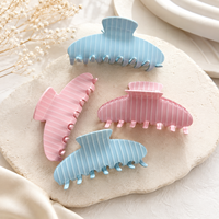 Accessoires de mode pour cheveux en gros, pince à cheveux grande taille rayée minimaliste avec logo personnalisé, style frais, pinces à cheveux en acétate pour usage quotidien