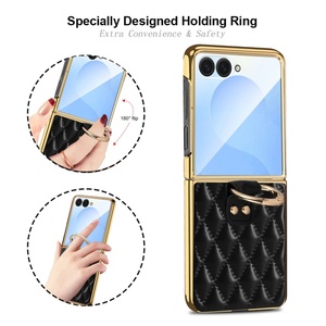 Fashion Electroplating PU Leather Phone Case for Samsung Z FliP 8 3 4 5 6 7 With Ring Front <b>Screen</b> <b>Protector</b> Shockproof Cover - Product Image 2