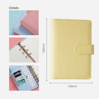 Carnet A6 en cuir PU à feuilles mobiles, rechargeable, avec classeur à 6 anneaux, emplacements pour cartes et boucle pour stylo, journal portable couleur macaron
