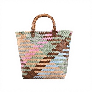 Large Capacity Eco Friendly PP Woven Straw Rattan Open Tote Bag Two <b>Straps</b> Lightweight Durable Waterproof Portable Casual - Product Image 2