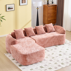 Boucle L-shaped Sectional <b>Sofa</b> Set Compressed Design for Living Room High-Elastic Sponge Comfort - Product Image 2