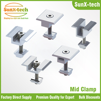 SunX-Tech, pince intermédiaire en aluminium anodisé de type U, longueur personnalisée, 30 mm-50 mm, pour panneau solaire, support de fixation PV pour système de montage solaire