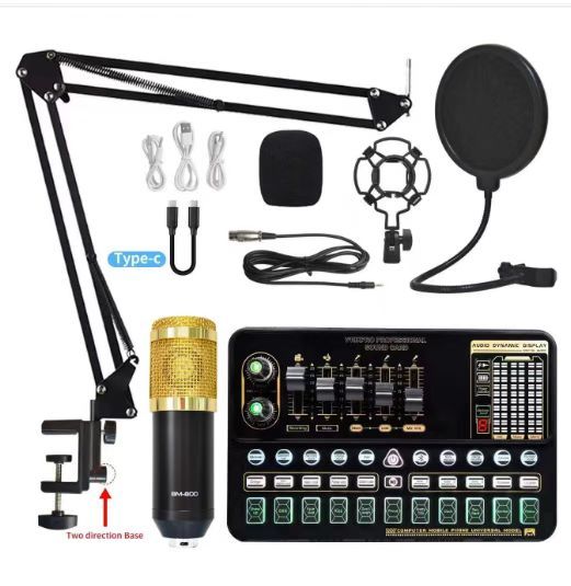 V10X PRO Podcast Live External USB Sound Cards for Cellphone PC Audio Sound Cards With DJ Mixer BM800 Condenser Microphone Set
