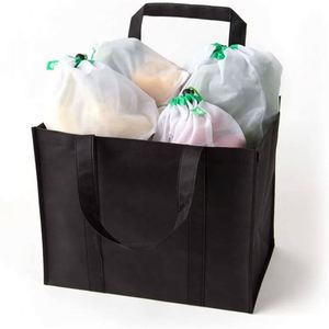 Sac fourre-tout de courses et panier de pique-nique robuste, grand volume, écologique, renforcé aux coins, avec motif lettre - Product Image 1