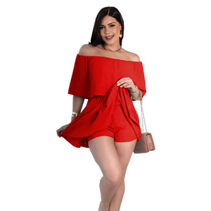 ZHEZHE Verano 2026, Conjunto Casual, Vestido <span class=keywords><strong>de</strong></span> Color Sólido, <span class=keywords><strong>Mono</strong></span> con Hombros Descubiertos y Diseño Anti-Exposición, Falda Corta Informal - Product Image 4