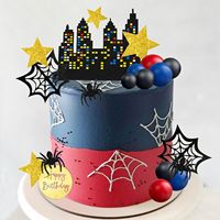 Decoradores de Pasteles, 32 Piezas, Soporte para Pastel de Spider-Man, Bolas, Adornos de Estrella para Pastel