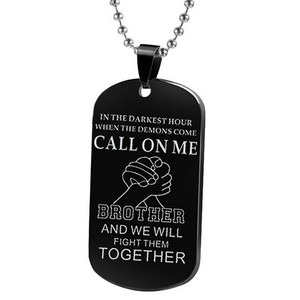Pendentifs et Porte-clés en Acier Inoxydable pour Hommes, Thème Moto, Marque Fashion Motorcycle Brothers Dog, avec le Slogan 'DANS L'HEURE LA PLUS SOMBRE', Symbole d'Amitié - Product Image 6