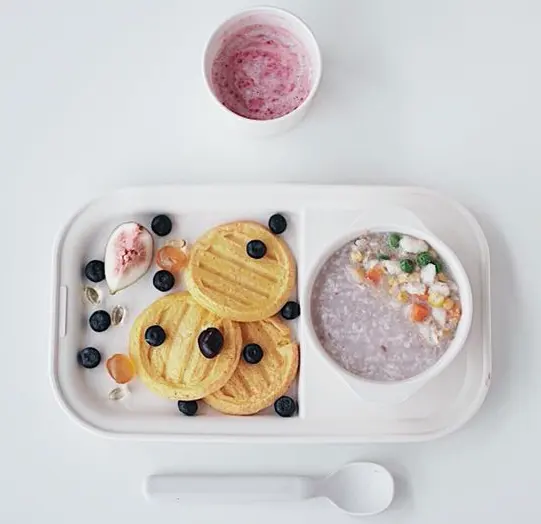 유기 제품 공급 eco 그릇 컵 칼붙이 및 기구를 가진 친절한 대나무 섬유 아침 접시