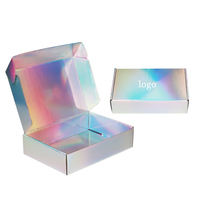 Luxuriöse Farbige Quadratische Geschenkverpackung Regenbogen-Versandtaschen Modernes Neuartiges Design Flache Wellpappe Matt Laminiert mit Prägung