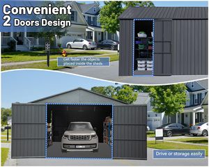 366x457cm extérieur robuste <span class=keywords><strong>garage</strong></span> en métal hangar verrouillable double portes à charnières extra large abri de <span class=keywords><strong>voiture</strong></span> pour voitures camions équipement de pelouse - Product Image 4