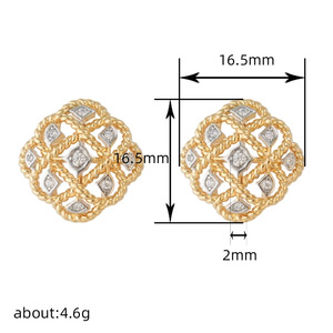 Eleganti Orecchini a Perno in Pizzo con Zirconi, Design Floreale Traforato Vintage, Gioielli da Donna alla Moda per Matrimoni e Uso Quotidiano, Regalo Chic - Product Image 3