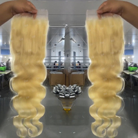 # Cierre de encaje transparente HD 4x4 5x5 rubio 613 con ondas corporales, frontal de encaje HD 613 de cabello humano, pre-arrancado, de cabello virgen sin procesar