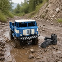 Camion RC 4x4 tout-terrain télécommandé 2,4 GHz avec LED, ABS+Métal, 40 min d'autonomie, bleu, pour enfants et adultes, avec chargeur