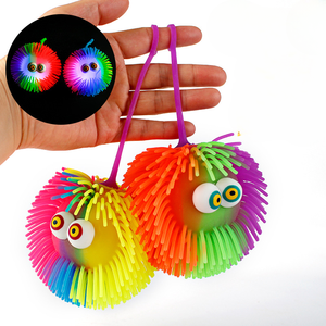 Hochwertige Bunte Langhaarige Leuchtende TPR Stressabbau Sensorisches Spielzeug Elastische Raupe Pufferbälle für Kinder - Product Image 3