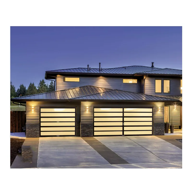 Комбинированная алюминиевая дверь гаража с высокой изоляцией и противоугонной производительностью, автоматическая дверь гаража для дома