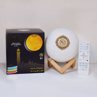 Haut-Parleur Coranique et Musical Islamique, Lampe de Bureau Tactile en Forme de Lune avec Télécommande