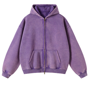 Vendita calda <span class=keywords><strong>felpa</strong></span> da uomo Casual Streetwear <span class=keywords><strong>oversize</strong></span> Vintage lavata <span class=keywords><strong>viola</strong></span> con Zip <span class=keywords><strong>felpa</strong></span> con tasca a canguro - Product Image 1
