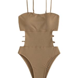 Traje de Baño de Una Pieza para Mujer, Bikini Triangular sin Entrepierna, Color Sólido, Lujoso y Moderno, para Fitness y Playa, 2024 - Product Image 6