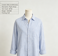Tissu Popeline Rayé Teint en Fil Écologique 55% Lin 45% Coton, Meilleure Vente, pour Chemises Formelles, Décontractées et Uniformes Homme, Femme, Enfant