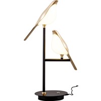 Nouvelle Lampe de Table Oiseau au Design Innovant, Lampe de Bureau LED 10W avec Recharge Sans Fil, Lampe de Chevet, Abat-jour Doré en Alliage