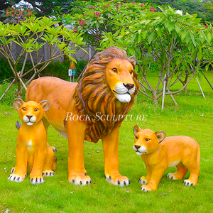 Grand jardin en fibre de verre Lion Tigre Sculpture grandeur nature en fibre de verre Statue d'animal sauvage Décorations - Product Image 4