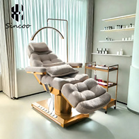 Table de massage électrique réglable à 4 moteurs pour salon de beauté, en tissu capitonné moderne, lit de spa facial