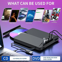 Unidad de CD/DVD Externa Fervit 7 en 1, Grabadora USB 3.0 Tipo-C para Portátil/Escritorio