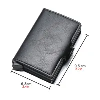 Sarung dompet kartu kredit Bank id pria klip uang dompet penghalang Rfid ganda kotak kulit keamanan dompet logam kotak aluminium tempat kartu