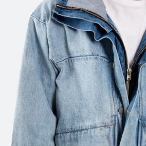 Chaqueta de mezclilla para hombre, estilo boyfriend, corta, oversize, con capucha, botones y cremallera, personalizada - Product Image 4