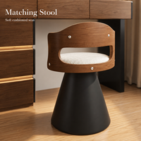 Coiffeuse moderne américaine en bois massif avec 6 tiroirs, miroir et chaise – Ensemble complet