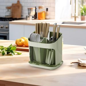 Cesta de drenaje de cocina de gran capacidad para el hogar, organizador de palillos y cubiertos, para cuchillos, tenedores y cucharas - Product Image 4