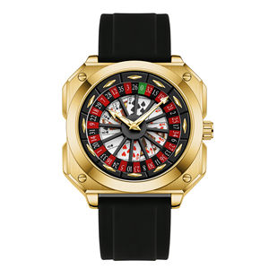 Men's Poker Style Quartz Watch Rubber Strap Casino Dial <b>Playing</b> <b>Cards</b> Design Fashion Wristwatch - Product Image 2