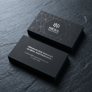 Tarjetas de Visita de Papel Especial Negro Personalizadas, Diseño Geométrico con Lámina Plateada, OEM, Personalizadas, al por Mayor - Product Image 1