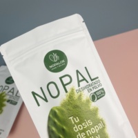 Sachets personnalisés en aluminium pour suppléments, sachets de poudre d'extrait de cactus Nopal avec fermeture thermoscellable, sachets à fond plat, MOQ 100 pièces
