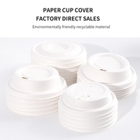 Couvercles jetables écologiques en pâte à papier biodégradable blanche 12oz 16oz emballage de tasse à café couvercles en papier étanches