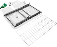 Table pliable extérieure de luxe bon marché en gros de filet avec le filet en acier de pulvérisateur de nettoyage de 2 éviers pour le camping pique-nique BBQ partie