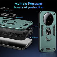 Étuis de téléphone robustes pour Xiaomi 17 Pro Max 17 Pro 15 Ultra 5G avec support d'anneau, béquille, protection contre les chocs, PC TPU, protection de l'appareil photo