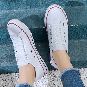 Venta al por mayor zapatillas de deporte blancas planas de lona vulcanizadas para <span class=keywords><strong>mujer</strong></span> - Product Image 4