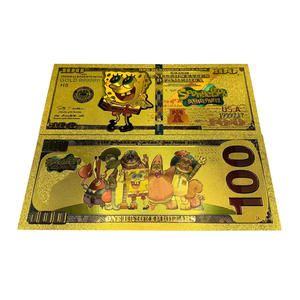 Billet de banque en plastique plaqué or 24 carats personnalisé, dessin animé, anime, Bob l'éponge, 100 dollars américains - Product Image 2