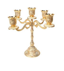 Bougeoir en métal aluminium fini argenté Candélabre antique à 5 bras décoratif pour la décoration de la maison et du mariage - Product Image 3